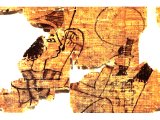 Papyrus showing an Egyptian woman painting her lips with a brush held in her right hand while in her left she is holding a mirror and what may be a tube of kohl for making up her eyes.